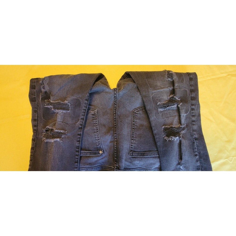 H&M Men's Black Skinny Jeans 32" Distressed Ripped Denim Streetwear Grunge Strch - Picture 5 of 16
